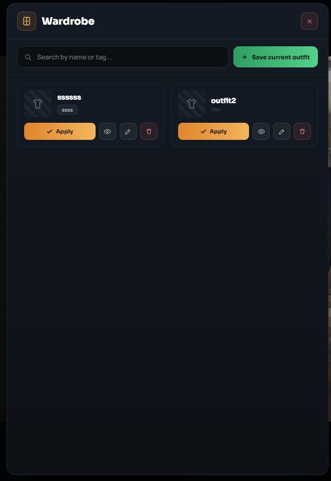 Wardrobe Menu
