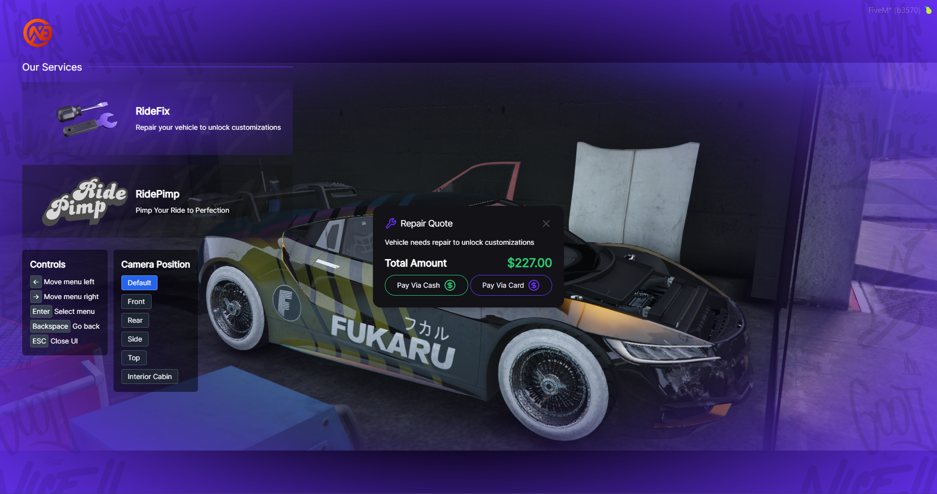 Customs Repair Menu