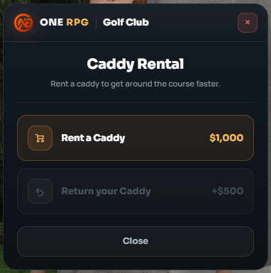 Golf Caddy Rental Menu