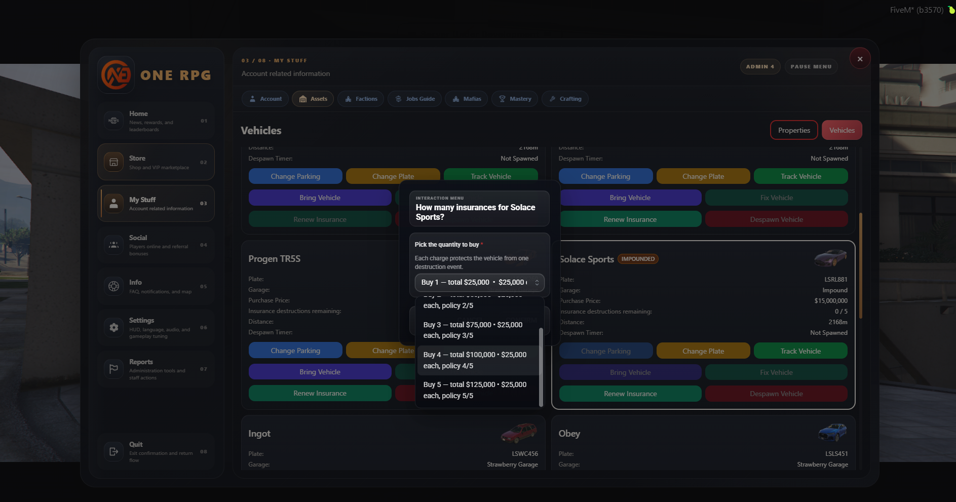 Insurance Menu UI