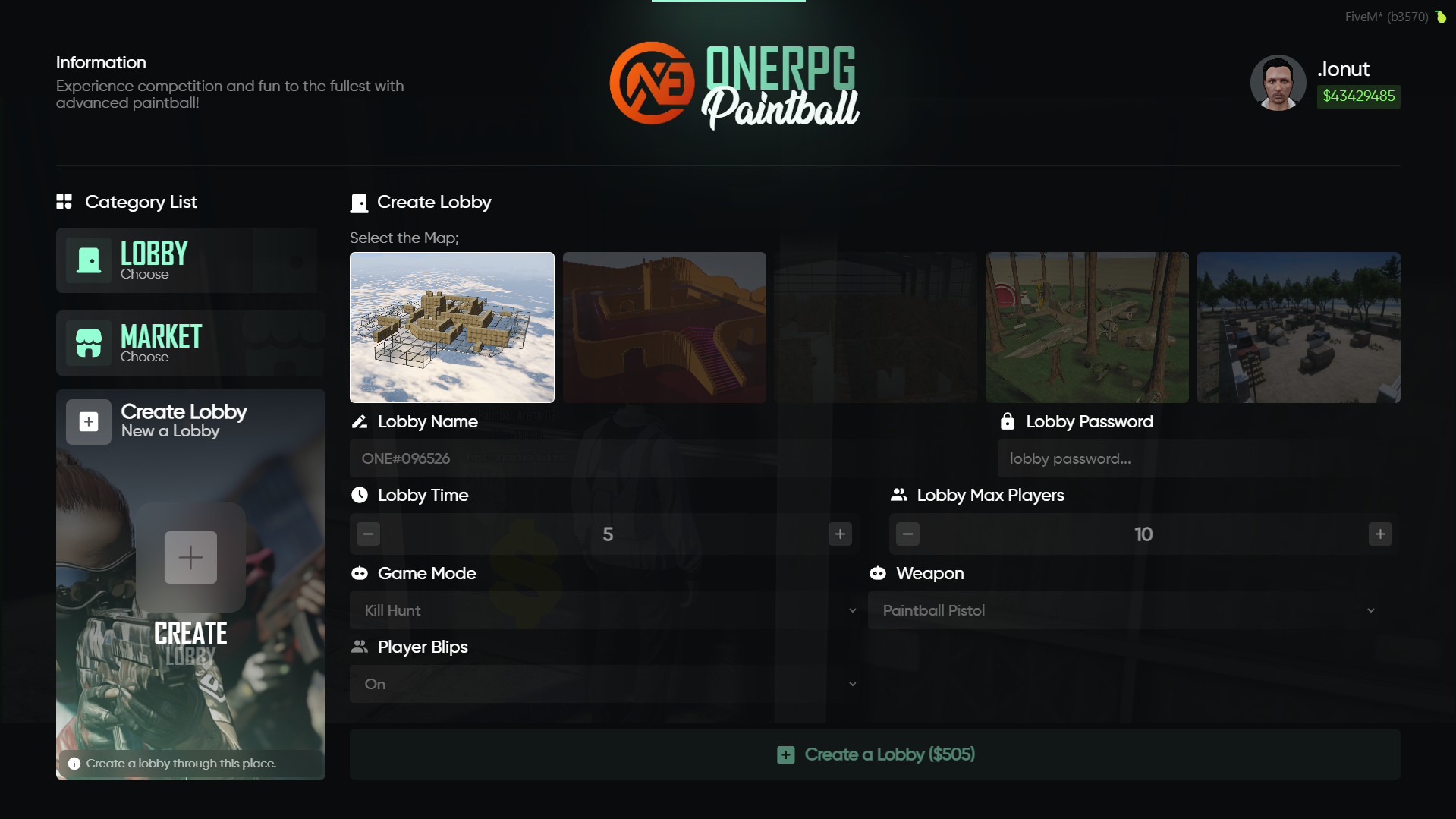 Paintball Arena Create Lobby