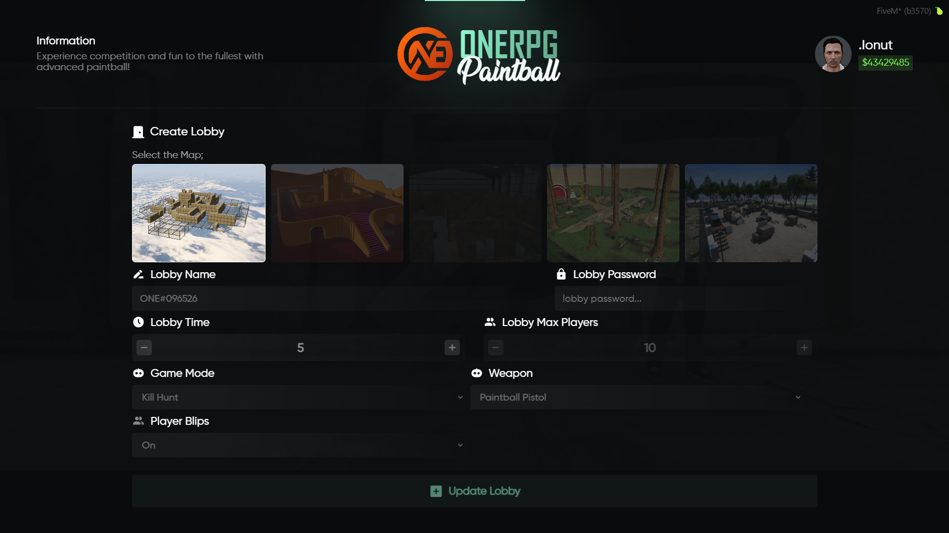 Paintball Arena Settings Update