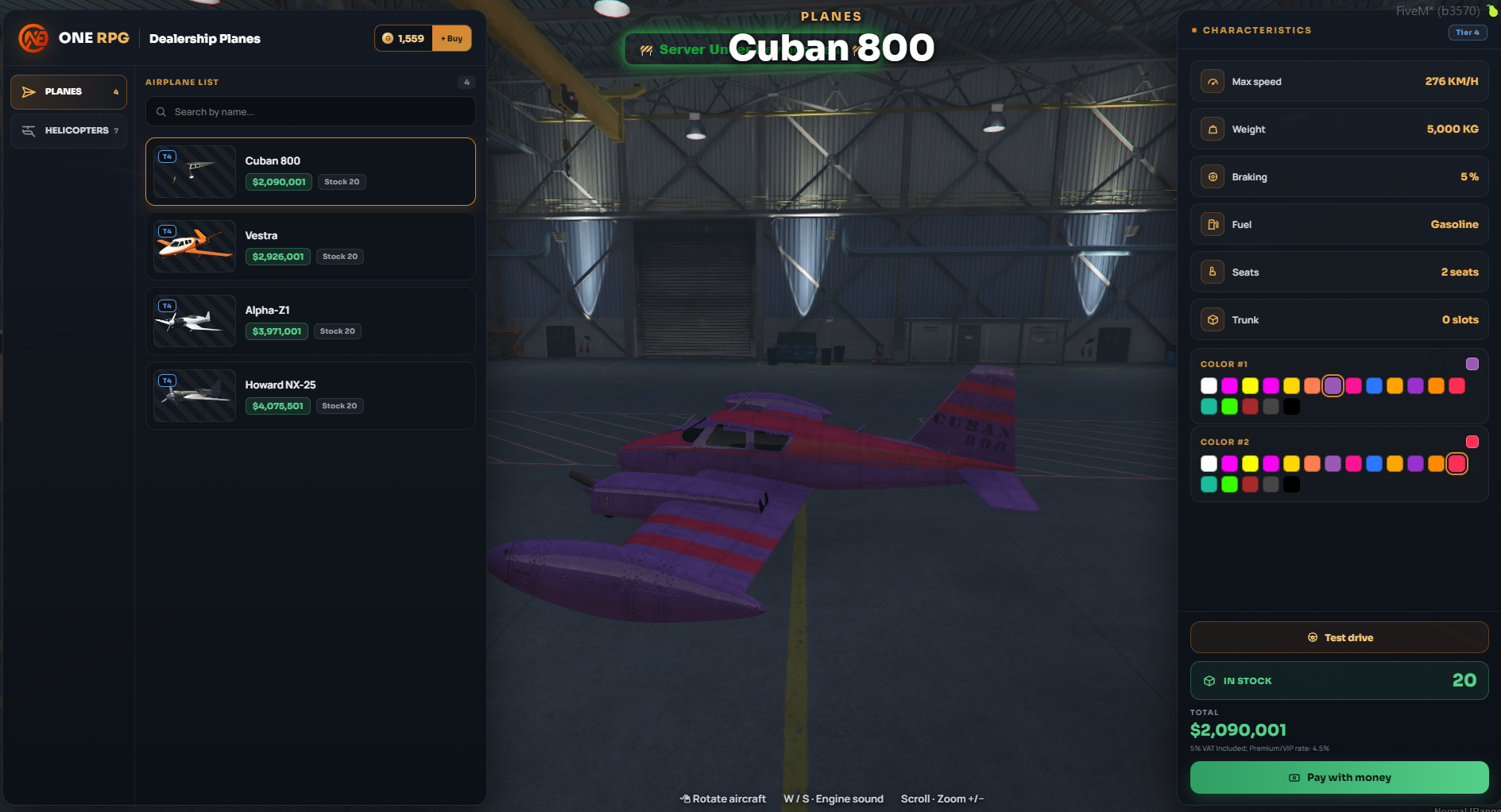 Dealership Airplanes Interface