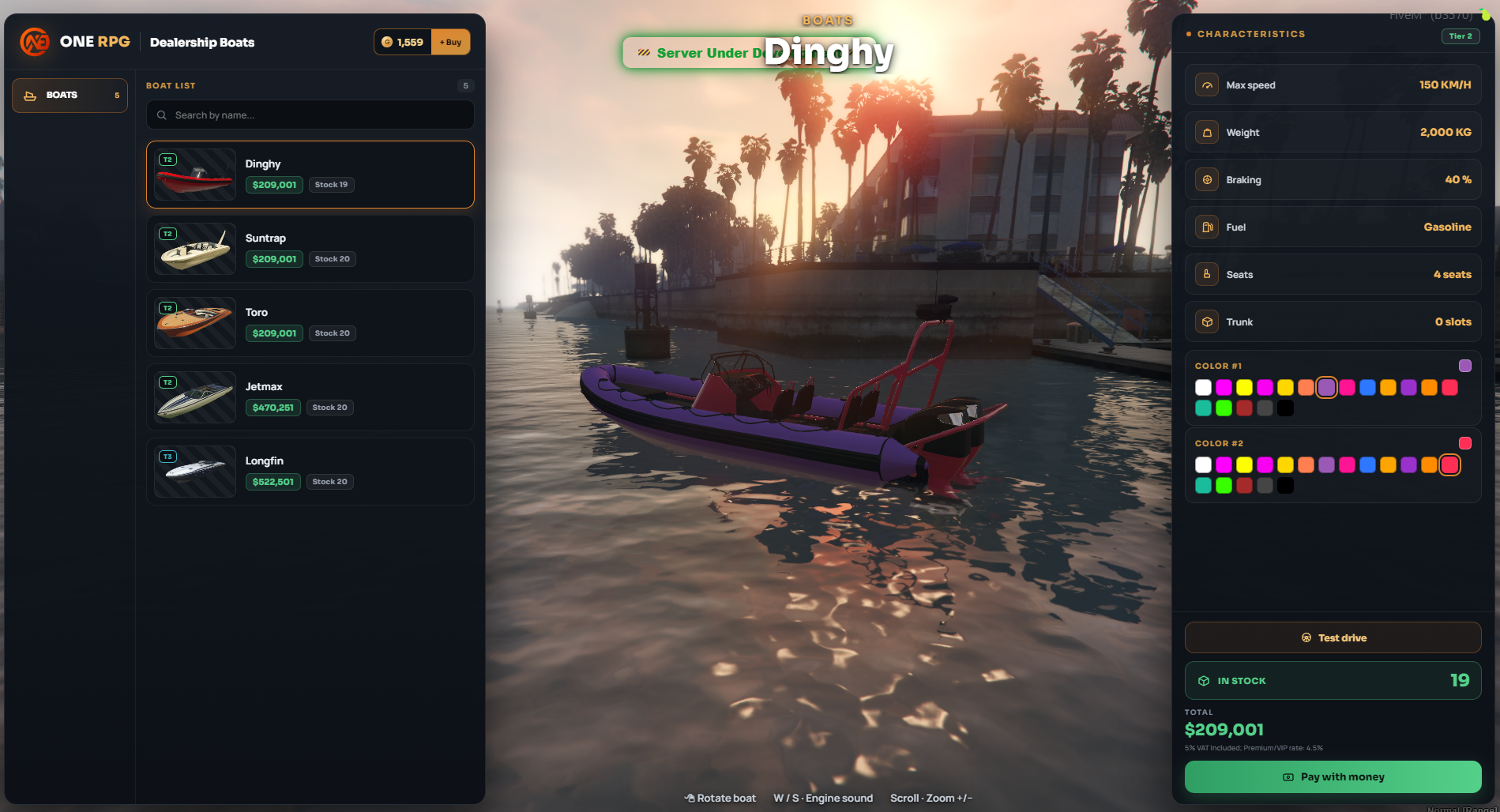 Dealership Boats Interface