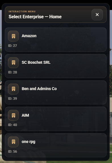 Select Enterprise Menu