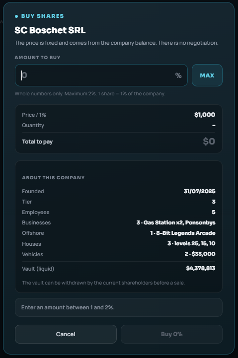 Buy Shares UI