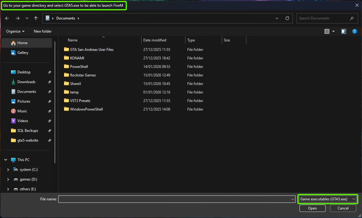 FiveM path select