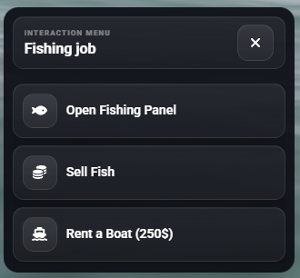 Fisherman Interaction Menu