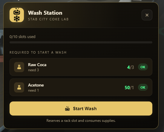 Meniu Wash Station