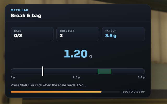 Minigame Cantar Meth
