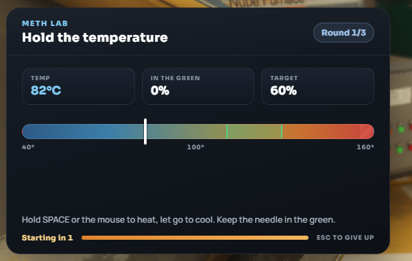 Minigame Temperatura Meth