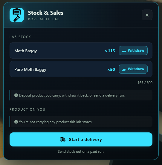 Meniu Stock & Sales