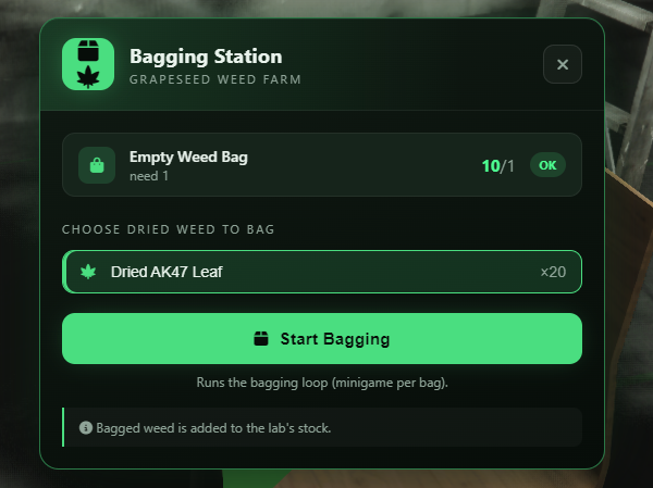Interfata Bagging Station