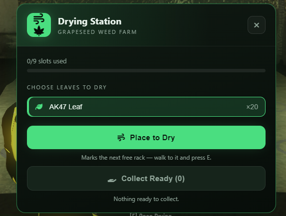 Meniu Drying Station