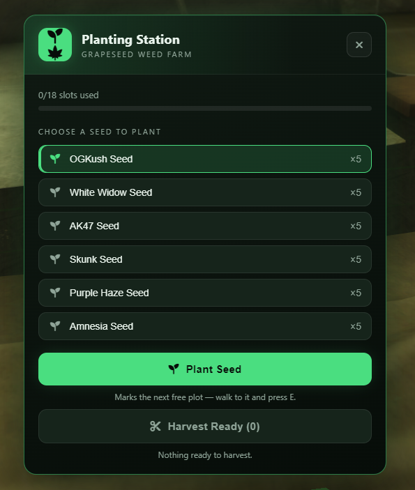 Meniu Planting Station