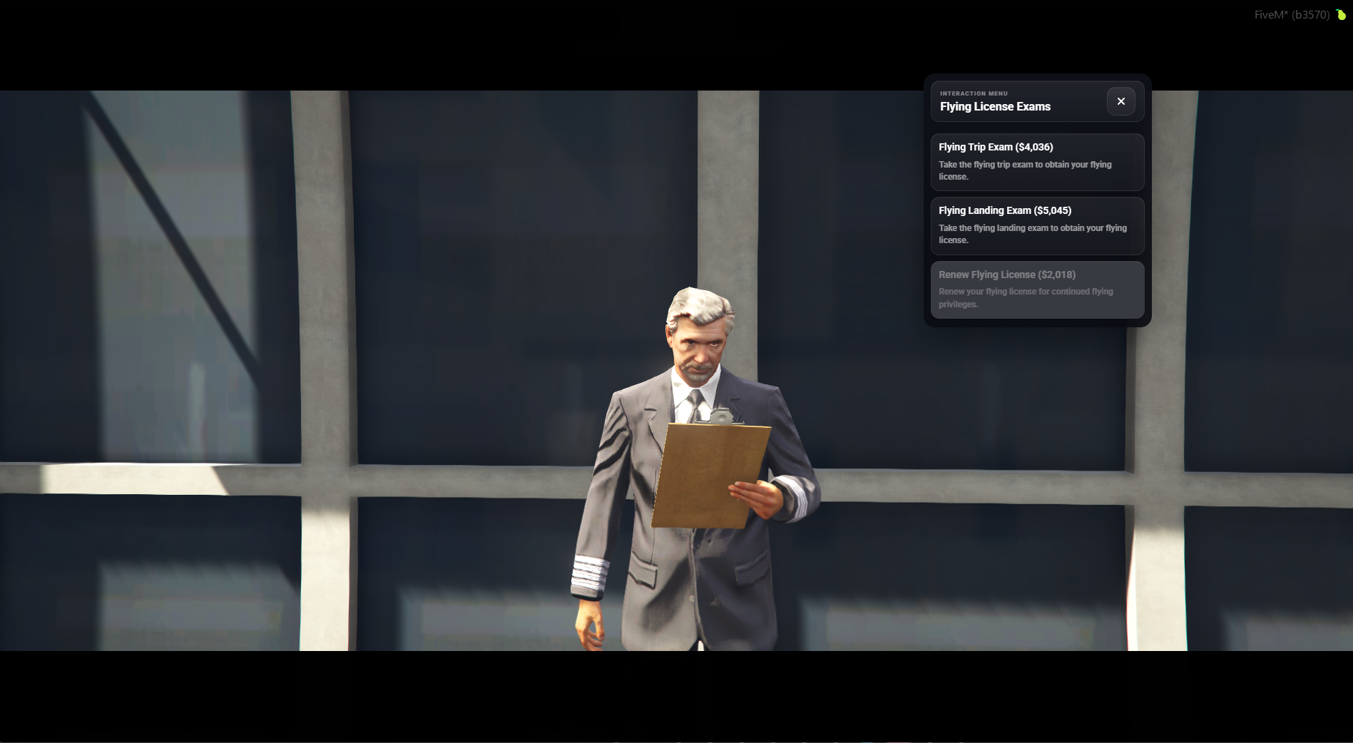 Flying License Exams Menu