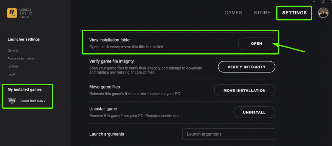 Rockstar Launcher browse path