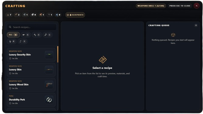 Crafting Station Interface
