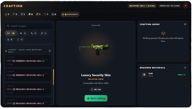 Crafting Locked Recipes Example